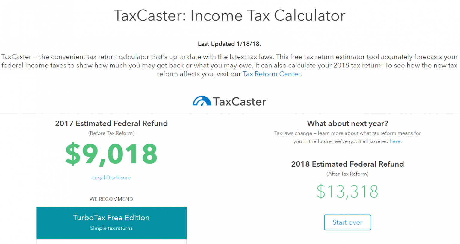 Taxcaster 2018 Available Frugal Professor