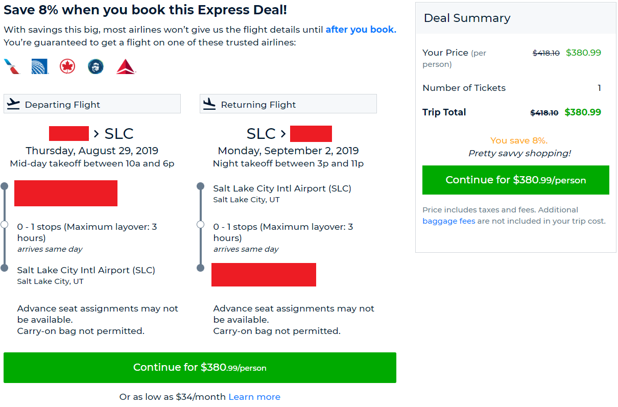 Priceline Express Deal Review Flights Frugal Professor
