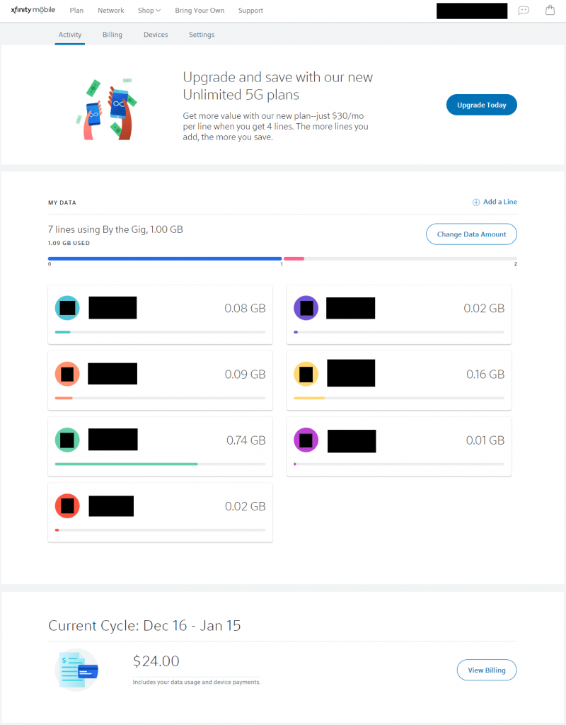 A TwoYear Review of our Xfinity Mobile 12/mo plan Frugal Professor
